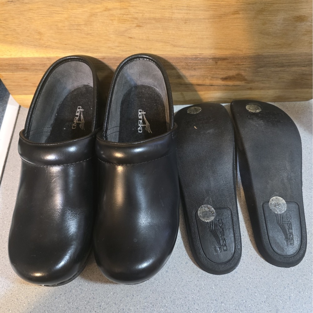 Dansko Women's Black Leather Professional Nursing Comfort Clogs 38 US 8, Insoles